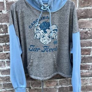 Vtg Tailgate UNC Tar Heels mascot Hoodie Grey Blue Size M